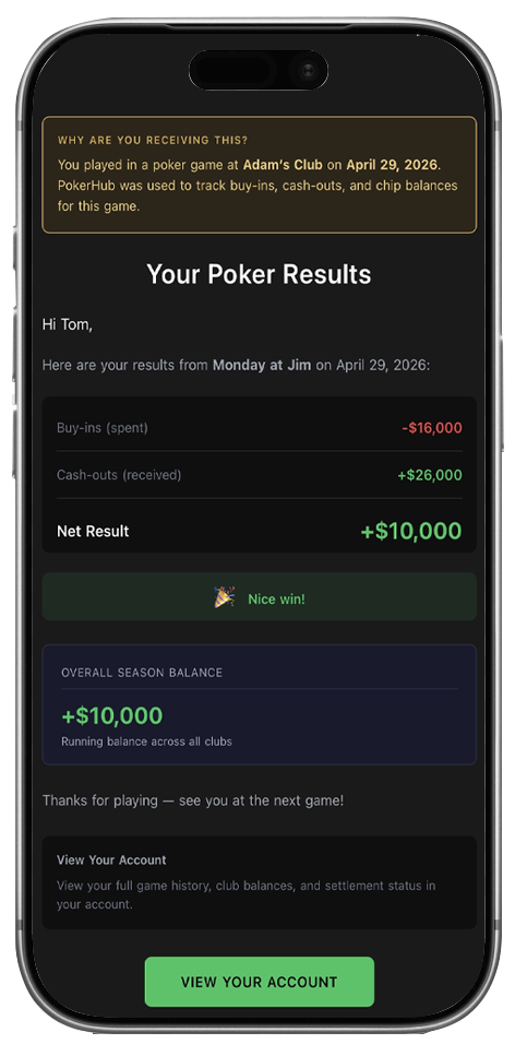 Player results screen